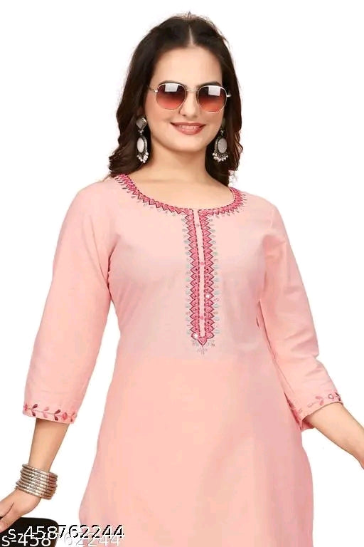 Zanies Off White Color Solid Tunic and Pant Set